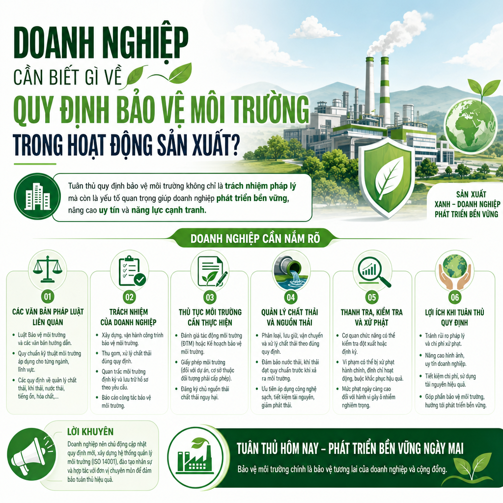 Doanh nghiệp cần biết gì về quy định bảo vệ môi trường trong hoạt động sản xuất?
